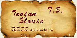 Teofan Slović vizit kartica